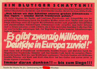 Parole der Woche Nr. 23, "Ein blutiger Schatten!!", Zentralverlag der NSDAP, 7,5 x 10 cm
