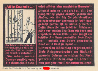 Parole der Woche Nr. 35, "Wie Du mir..", Zentralverlag der NSDAP, 7,5 x 10 cm