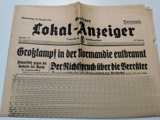 "Großkampf in der Normandie entbrannt" Berliner Lokal-Anzeiger, Tagesausgaben 10. August 1944, gefaltet