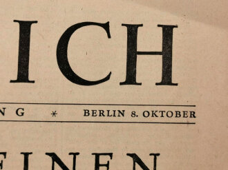 "Das Reich" Deutsche Wochenzeitung Nr. 41,  vom 8. Oktober 1944, gefaltet