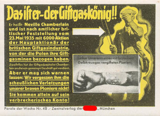 Parole der Woche Nr. 48, "Das ist er - der Giftgaskönig!!", Zentralverlag der NSDAP, 7,5 x 10 cm