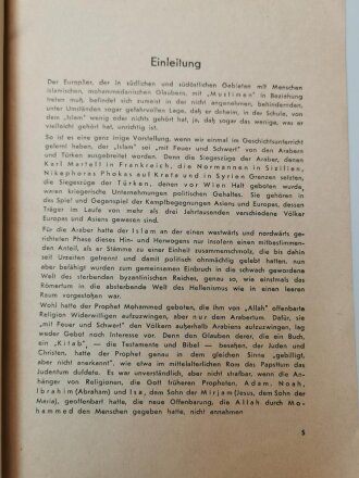 "Der Islam"Eine Einführung in die Glaubenswelt islamischer Völker. Tornisterschrift des Oberkommandos der Wehrmacht von 1941, Heft 52, gebraucht, DIN A5