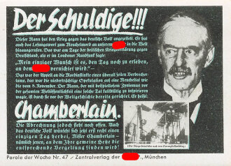 Parole der Woche Nr. 47, "Der Schuldige!!!", Zentralverlag der NSDAP, 7,5 x 10 cm