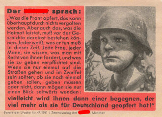 Parole der Woche Nr. 47/1941, "Der Führer sprach:...", Zentralverlag der NSDAP, 7,5 x 10 cm