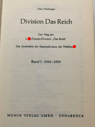 "Division Das Reich der Weg der 2. SS-Panzer-Division 1934-1939 Teil I" 360 Seiten, gebraucht, DIN A5