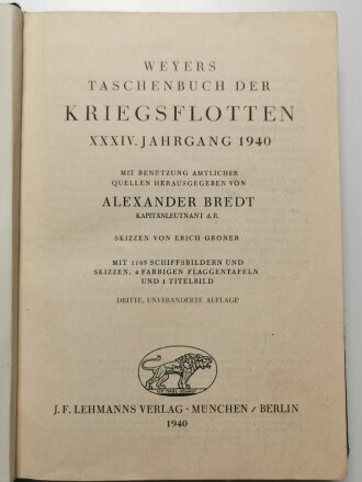 "Taschenbuch der Kriegsflotten 1940", ca. 500 Seiten, gebraucht, ca. DIN A6,