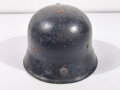 Deutschland nach 1945, Stahlhelm Feuerwehr aus der frühen Nachkriegszeit, sicherlich unter Verwendung alter Teile . Originallack