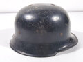 Deutschland nach 1945, Stahlhelm Feuerwehr aus der frühen Nachkriegszeit, sicherlich unter Verwendung alter Teile . Originallack