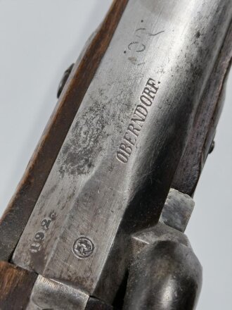 Württemberg, Perkussionsgewehr für Bürgerwehr 1848,  Königliche Württembergische Gewehrfabrik Oberndorf Kaliber 17,1mm, Gesamtlänge 142 cm, Messingbeschläge, Hahnschraube fehlt