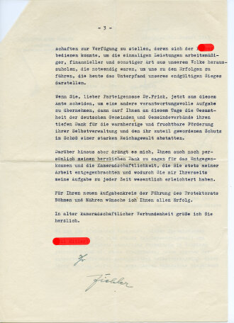 "Reichsleiter Karl Fiehler" Mehrseitiges Schriftstück an Reichsminister Dr.Frick mit eigenhändiger Unterschrift vom 31.8.1943