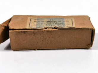 Schachtel für "16 Pistolenpatronen 08" datiert 1943
