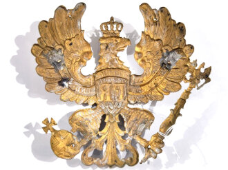 Preussen, Helmemblem Offizier , goldfarben ca 11,7 cm breit 110,1 cm hoch, Halteschrauben fehlen