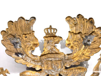 Preussen, Helmemblem Offizier , goldfarben ca 11,7 cm breit 110,1 cm hoch, Halteschrauben fehlen