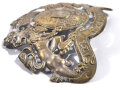 Bayern, Helmemblem fürTschako, Reste der Versilberung, 11,4 cm breit ,9,1 cm hoch,Haltesplintabstand 6,2 cm,