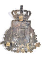 Bayern, Helmemblem für Landwehrhelm 1848,  Versilberung erhalten, 9,0 cm breit 11,0 cm hoch,Halteschraubenabstand unten  ca 5,4 cm, nach oben jeweils 7 cm, eine Mutter fehlt