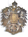 Preussen, Helmemblem für Postillon Hut Reichspost , messing ca 8,0 cm breit 10,1 cm hoch, Halteschraubenabstand 5,6 cm