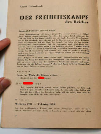"Führerinnendienst des Gebietes Niederdonau" Jungmädel, Jänner 1944, DIN A5
