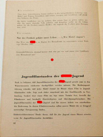 "Führerinnendienst des Gebietes Niederdonau" Jungmädel, Jänner 1944, DIN A5