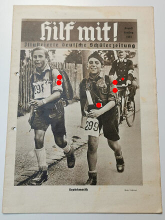 "Hilf Mit!" Illustrierte deutsche Schülerzeitung, Nr.11, 32 Seiten, August Ernting 1935, gelocht, A4