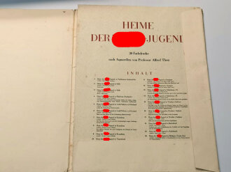 "Heime der Hitler-Jugend" 20 Farbdrucke nach Aquarellen von Professor Alfred Thon, nicht vollständig, nur 11 Drucke enthalten