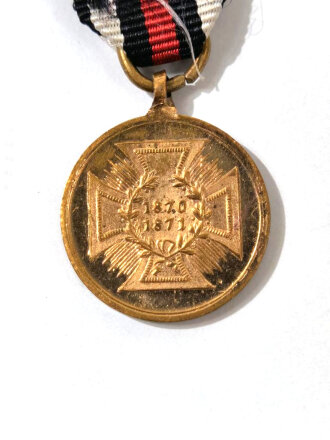 Kriegsdenkmünze 1870/71 für Kampfer am Band. Miniatur 19mm