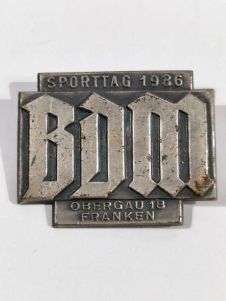 Blechabzeichen " Sporttag BDM 1936 Obergau 18 Franken"