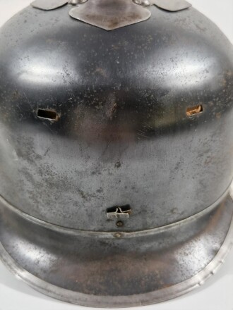 Preussen, Helm für Jäger zu Pferd, Hersteller "Schulz & Holdefleiss Berlin N. 1916". Das Innenfutter neuzeitlich ergänzt. Baustelle mit guter Basis, Größe 56