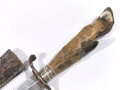 1.Weltkrieg  Grabendolch, Eigentumstück in jagdlicher Lederscheide, diese leicht geschrumpft