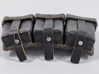 Patronentasche zum K98 Wehrmacht ( für 6 Ladestreifen). Schwarzes Leder, Reichsbetriebsnummer