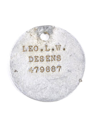 U.S. WWI, Identification tag " dog tag "  ,Aluminium