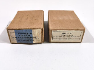 2 Stück Leere Patronenschachteln für je 15 Schuss Munition zum K98 der Wehrmacht. OHNE Inhalt - ONLY EMPTY BOXES