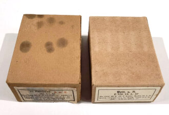 2 Stück Leere Patronenschachteln für je 15 Schuss Munition zum K98 der Wehrmacht. OHNE Inhalt - ONLY EMPTY BOXES