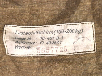 Luftwaffe, Packhülle für Lastenfallschirm Fl 402802, Grösse wohl zum Gebrauch mit Abwurfbehälter.