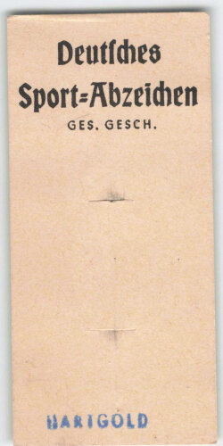 Bundesrepublik Deutschland, Pappkarton für die Miniatur des Deutschen Sportabzeichen in Gold ( Hartgold )