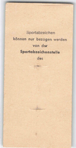Bundesrepublik Deutschland, Pappkarton für die Miniatur des Deutschen Sportabzeichen in Gold ( Hartgold )