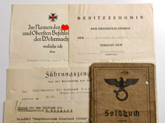 15. Panzerdivision des Afrikakorps, Urkundengruppe und Soldbuch