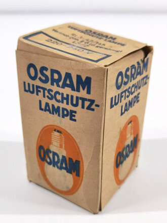 Osram Luftschutz Lampe " Blaulicht Glühlampe Reihe Z". In defekter Umverpackung und Anwendungsvorschrift, Funktion nicht geprüft