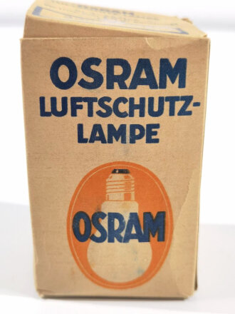 Osram Luftschutz Lampe " Blaulicht Glühlampe Reihe Z". In defekter Umverpackung und Anwendungsvorschrift, Funktion nicht geprüft