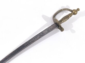 Preussen, Grenadiersäbel Modell 1816 ,  ohne Scheide,Truppenstempel,  Klinge mit FRW markiert, Klingenrücken gestempelt 1831, Griffstück noch nicht aus einem Stück gegossen  wie beim späteren Modell 1816