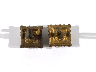 III. Reich- Paar Rangsterne für Schulterklappen, Glas vergoldet, Kantenlänge 11 mm
