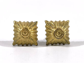 III. Reich, Paar Rangsterne für Schulterklappen, Zink vergoldet, Kantenlänge 12 mm