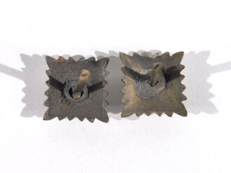 III. Reich- Paar Rangsterne für Schulterklappen, Zink vergoldet, Kantenlänge 11 mm