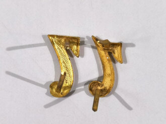 Paar Auflagen für Schulterklappen der Reichswehr oder frühen Wehrmacht "7" in Gold, Höhe 18 mm