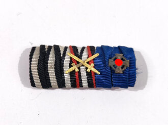 3er Bandspange eines 1. Weltkriegsveteranen mit Bandauflagen, Breite 45