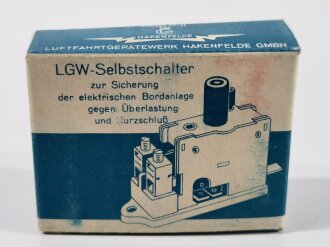 Luftwaffe Selbstschalter zur Sicherung der elektrischen Bordanlage gegen Überlastung und Kurzschluß. FL E 5000 01, ungebrauchtes Stück in der originalen Verpackung