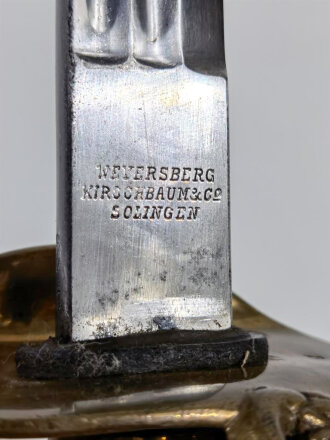 Preussen, IOD Modell 1889, Kammerstück von 1906,  brünierte Scheide , festes Messinggefäß, vernickelte Klinge mit feldmäßigem Einsatzschliff, Solinger Hersteller WKC