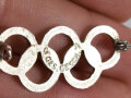 Olympiade 1936, Olympische Ringe als Brosche, Breite 31mm