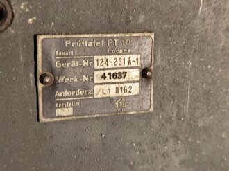 Luftwaffe Prüftafel PT10 Ln 8162 für FuG X (FuG 10). Originallack, nicht auf Vollständigkeit , Funktion oder Zustand geprüft