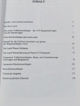 "Kettenschlepper der Wehrmacht 1935-1945 Raupenschlepper RSO Abschleppwannen und Bergepanzer Land-Wasser-Schlepper und Panzerfähre Beute-Kettenschlepper", 159 Seiten, über A5, gebraucht