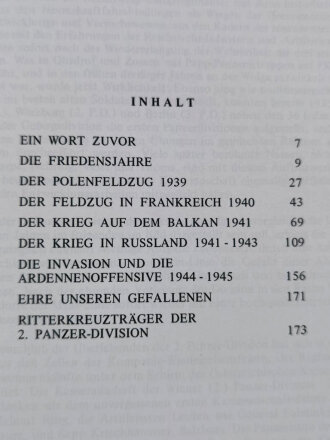 Die 2. Panzer Division, Bewaffnung, Einsätze, Männer, 147 Seiten, über DIN A5, gebraucht